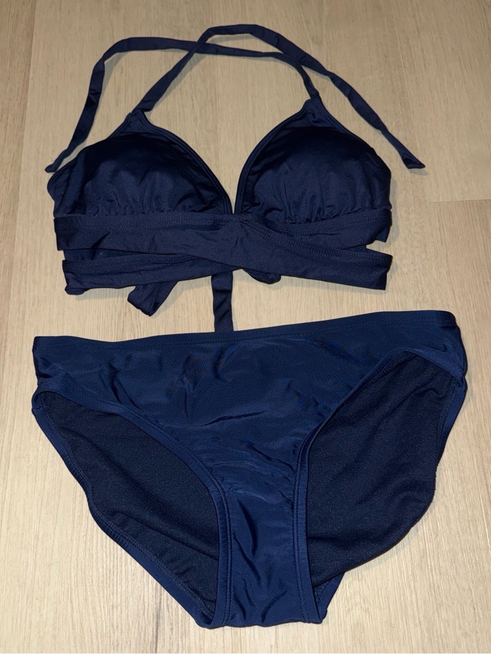 Navy Halter Wrap Bikini Set - Women Swim